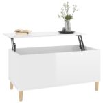 Table basse Blanc brillant 90x44,5x45 cm Bois d'ingénierie – Image 3