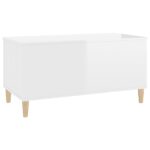 Table basse Blanc brillant 90x44,5x45 cm Bois d'ingénierie – Image 4