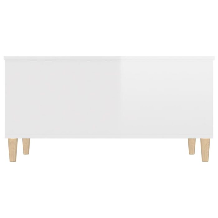 Table basse Blanc brillant 90x44,5x45 cm Bois d'ingénierie – Image 5