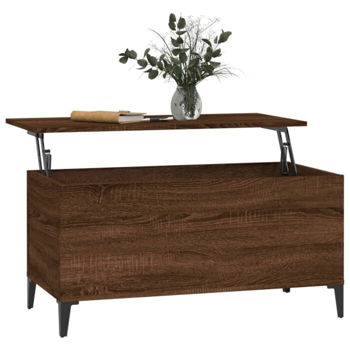 Table basse Chêne marron 90x44,5x45 cm Bois d'ingénierie – Image 3