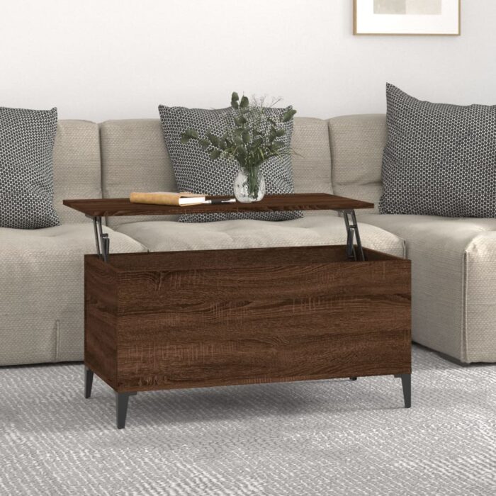 Table basse Chêne marron 90x44,5x45 cm Bois d'ingénierie – Image 1