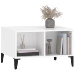 Table basse Blanc 60x50x36,5 cm Bois d'ingénierie – Image 2