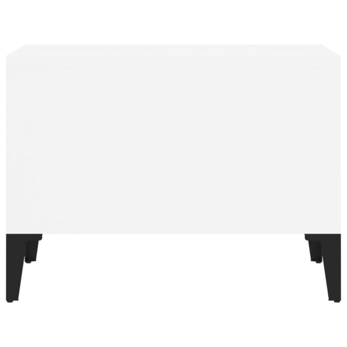 Table basse Blanc 60x50x36,5 cm Bois d'ingénierie – Image 4