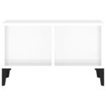 Table basse Blanc brillant 60x50x36,5 cm Bois d'ingénierie – Image 3