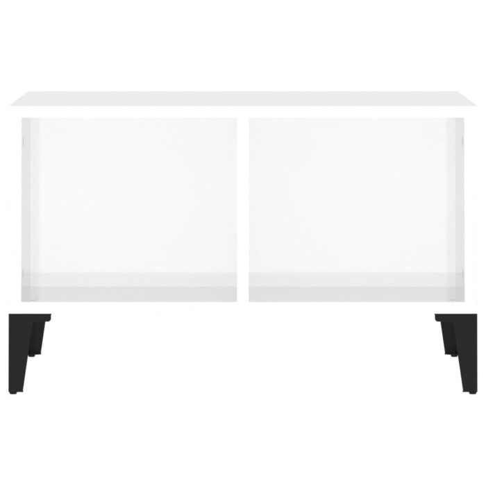 Table basse Blanc brillant 60x50x36,5 cm Bois d'ingénierie – Image 3