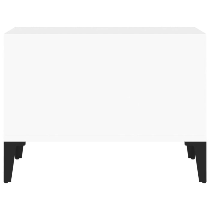 Table basse Blanc brillant 60x50x36,5 cm Bois d'ingénierie – Image 4