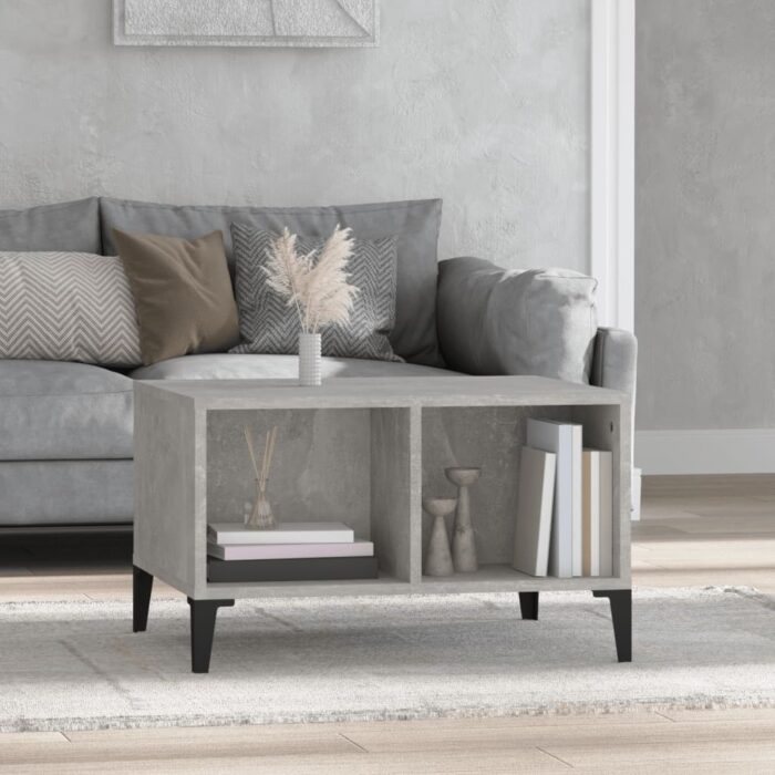 Table basse Gris béton 60x50x36,5 cm Bois d'ingénierie – Image 1