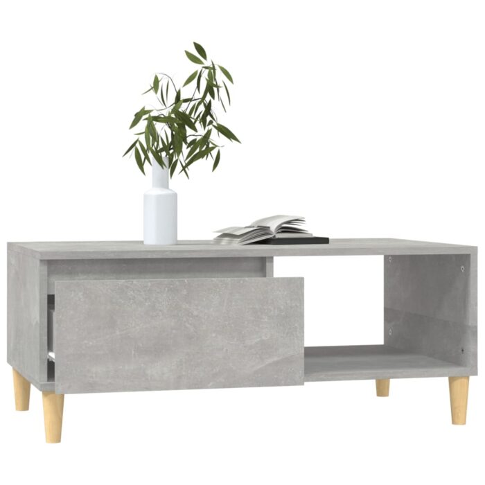 Table basse Gris béton 90x50x36,5 cm Bois d'ingénierie – Image 2