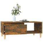 Table basse Chêne fumé 90x50x36,5 cm Bois d'ingénierie – Image 2