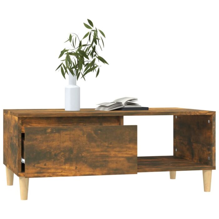 Table basse Chêne fumé 90x50x36,5 cm Bois d'ingénierie – Image 2
