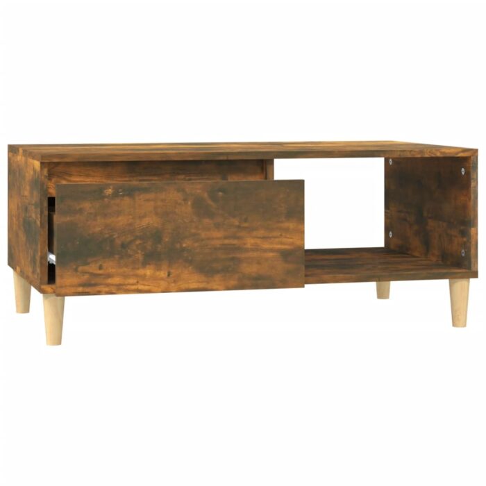 Table basse Chêne fumé 90x50x36,5 cm Bois d'ingénierie – Image 4