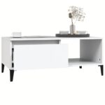 Table basse Blanc 90x50x36,5 cm Bois d'ingénierie – Image 2