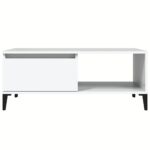 Table basse Blanc 90x50x36,5 cm Bois d'ingénierie – Image 3