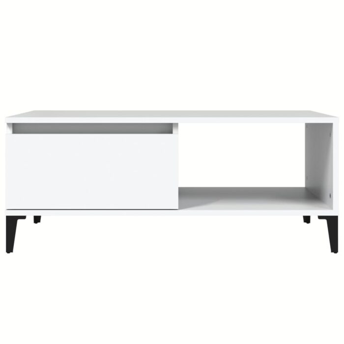 Table basse Blanc 90x50x36,5 cm Bois d'ingénierie – Image 3