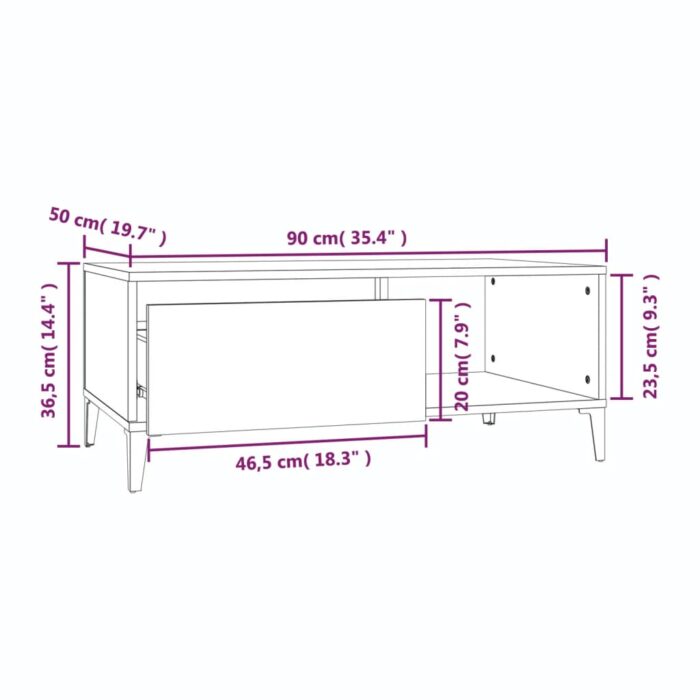 Table basse Blanc 90x50x36,5 cm Bois d'ingénierie – Image 6