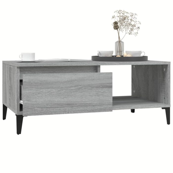 Table basse Sonoma gris 90x50x36,5 cm Bois d'ingénierie – Image 2