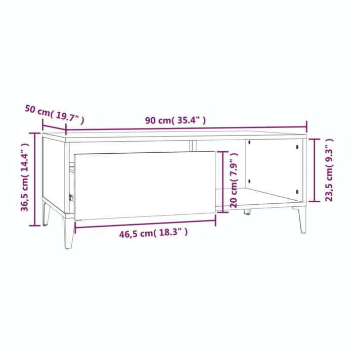 Table basse Sonoma gris 90x50x36,5 cm Bois d'ingénierie – Image 6