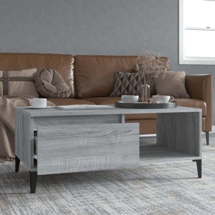 Table basse Sonoma gris 90x50x36,5 cm Bois d'ingénierie – Image 1