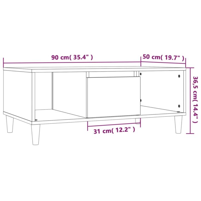 Table basse Chêne sonoma 90x50x36,5 cm Bois d'ingénierie – Image 8