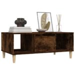 Table basse Chêne fumé 90x50x36,5 cm Bois d'ingénierie – Image 2