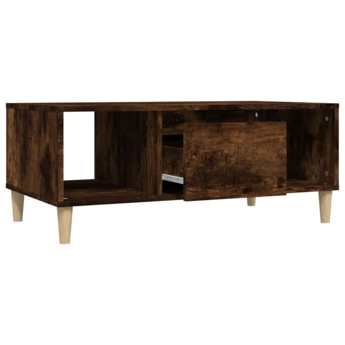 Table basse Chêne fumé 90x50x36,5 cm Bois d'ingénierie – Image 4