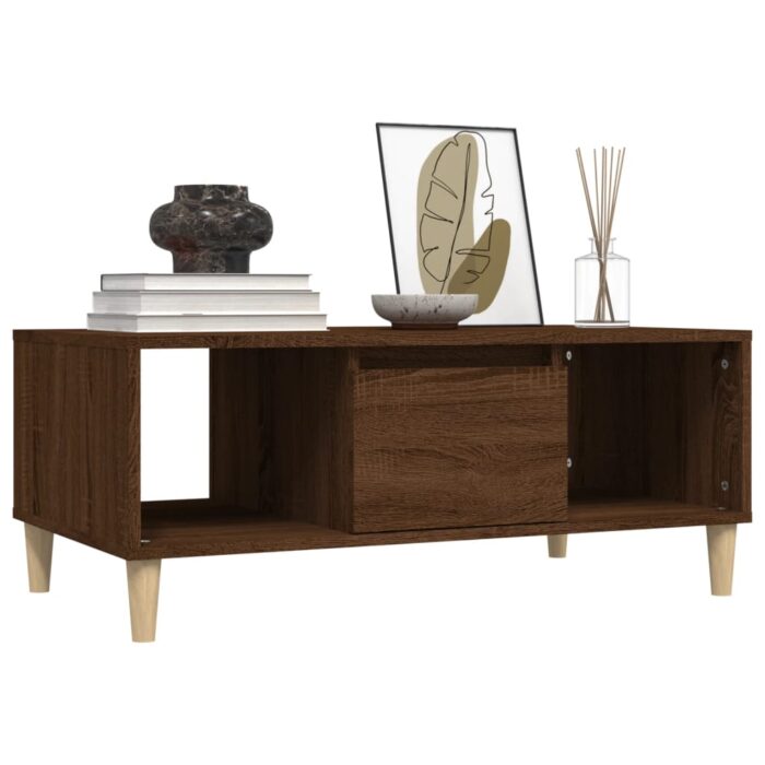 Table basse Chêne marron 90x50x36,5 cm Bois d'ingénierie – Image 2