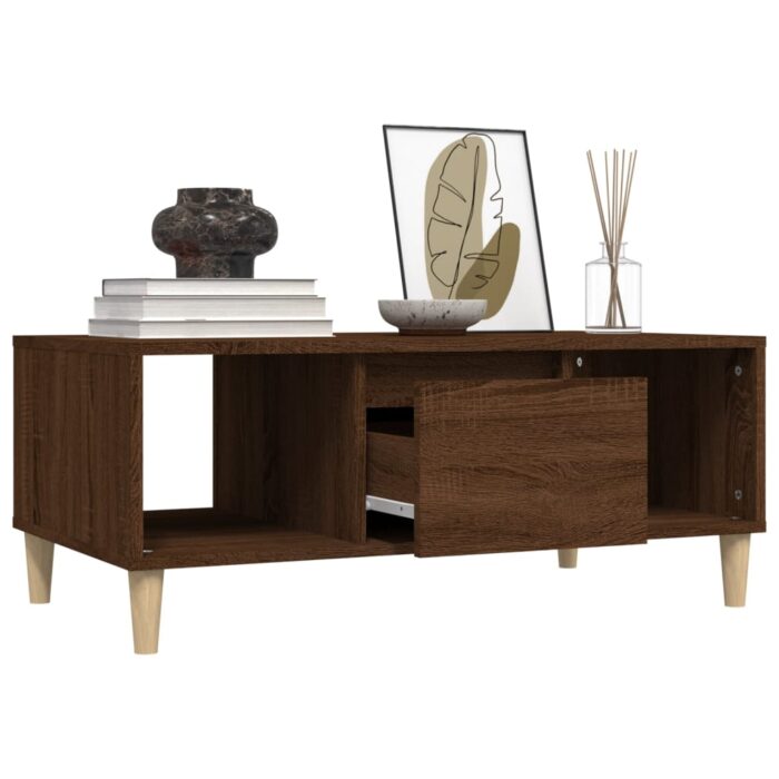 Table basse Chêne marron 90x50x36,5 cm Bois d'ingénierie – Image 3