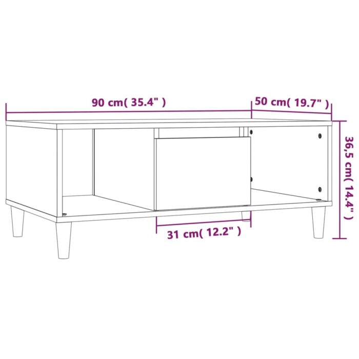 Table basse Chêne marron 90x50x36,5 cm Bois d'ingénierie – Image 8