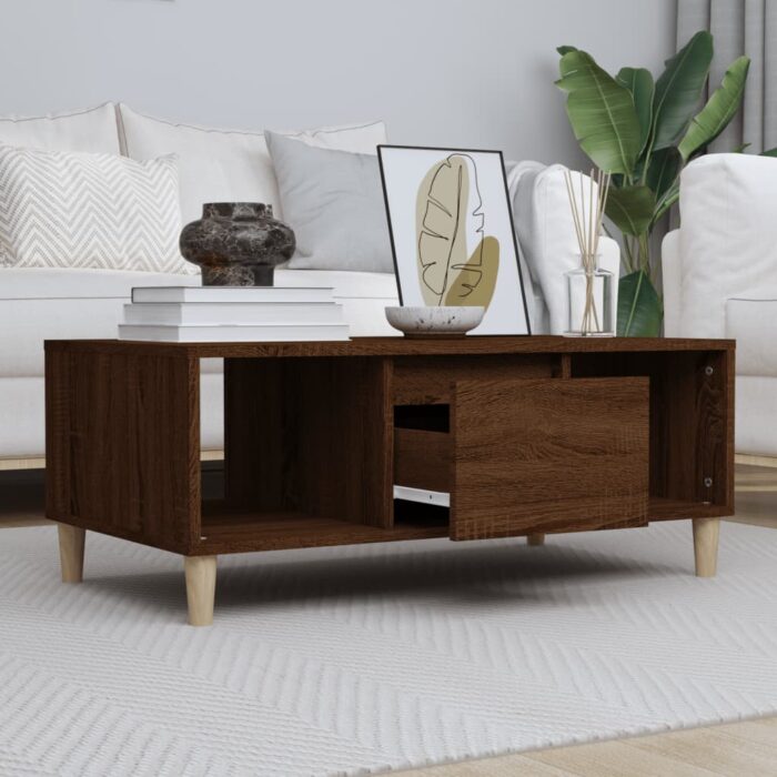 Table basse Chêne marron 90x50x36,5 cm Bois d'ingénierie – Image 1