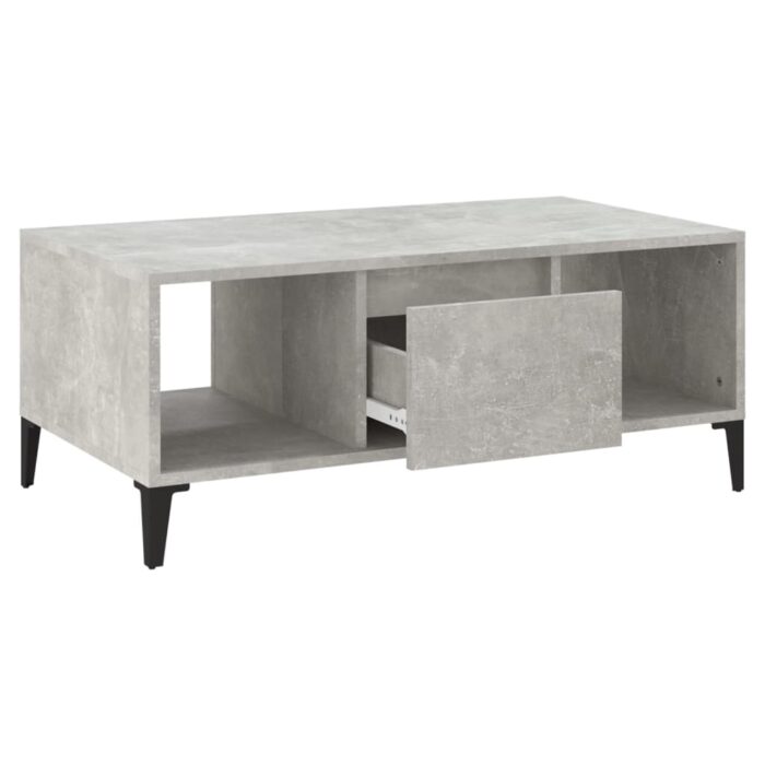 Table basse Gris béton 90x50x36,5 cm Bois d'ingénierie – Image 4