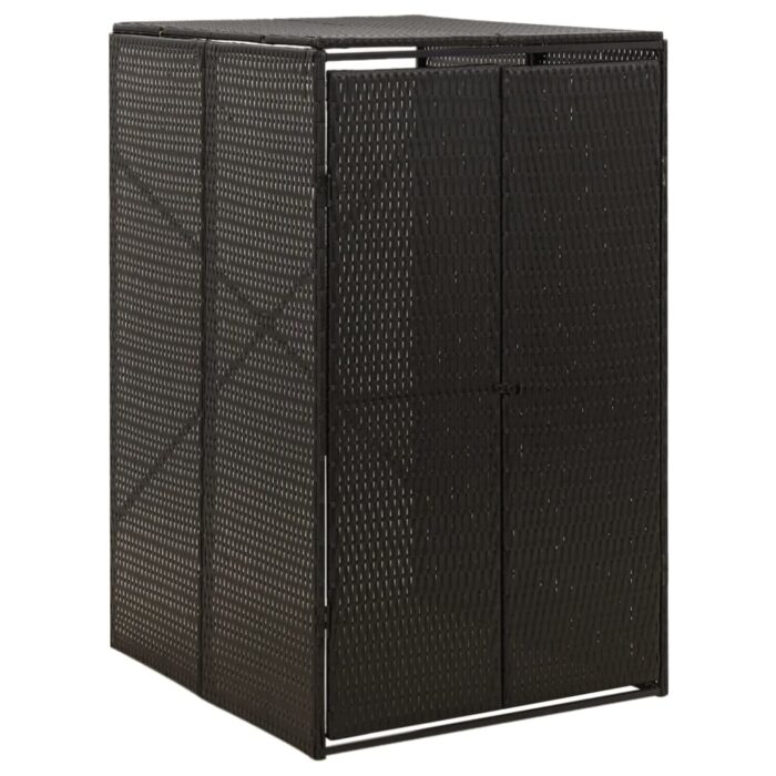 Abri pour poubelle Noir 70x80x117 cm Résine tressée – Image 1
