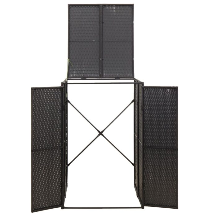 Abri pour poubelle Noir 70x80x117 cm Résine tressée – Image 3