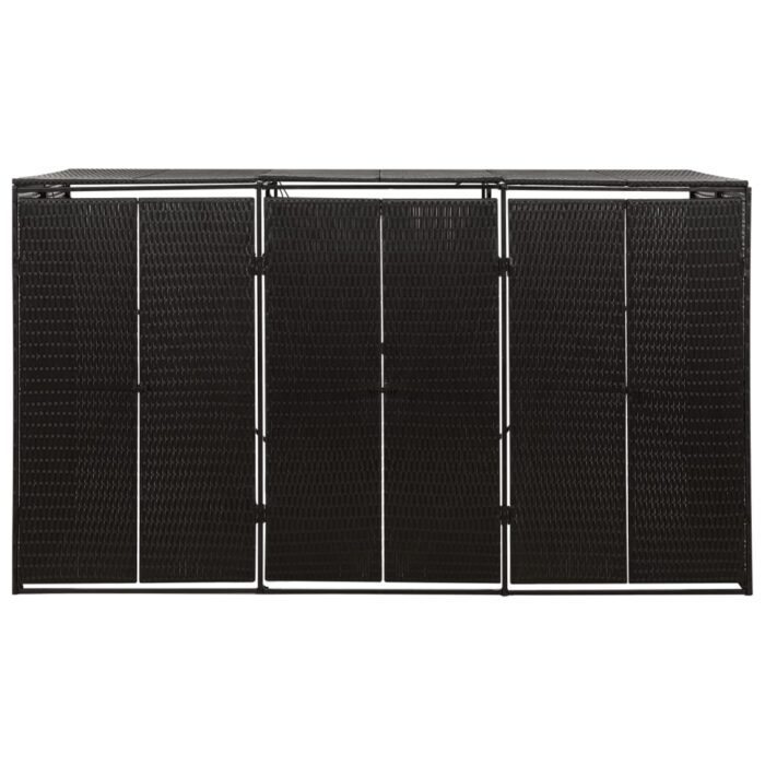 Abri pour poubelle triple Noir 207x80x117 cm Résine tressée – Image 2