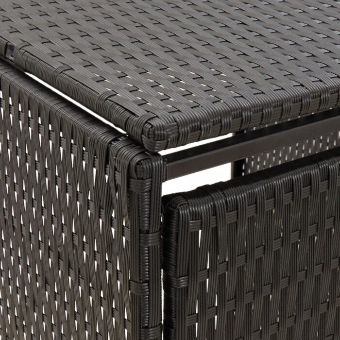 Abri pour poubelle triple Noir 207x80x117 cm Résine tressée – Image 5