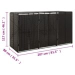 Abri pour poubelle triple Noir 207x80x117 cm Résine tressée – Image 6