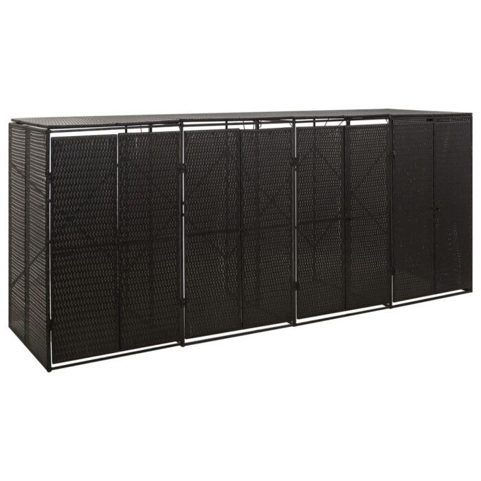 VXL8720845670245_a_en_hd_1.jpg Abri pour poubelle quadruple Noir 274x80x117 cm Résine tressée – Image 1