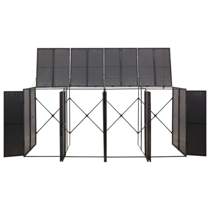 Abri pour poubelle quadruple Noir 274x80x117 cm Résine tressée – Image 2
