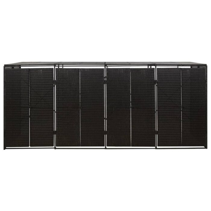Abri pour poubelle quadruple Noir 274x80x117 cm Résine tressée – Image 3