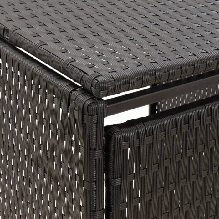 Abri pour poubelle quadruple Noir 274x80x117 cm Résine tressée – Image 5