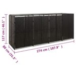 Abri pour poubelle quadruple Noir 274x80x117 cm Résine tressée – Image 6