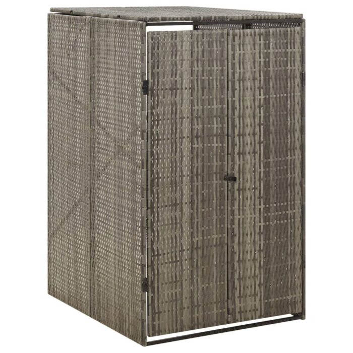 Abri pour poubelle Gris 70x80x117 cm Résine tressée – Image 1