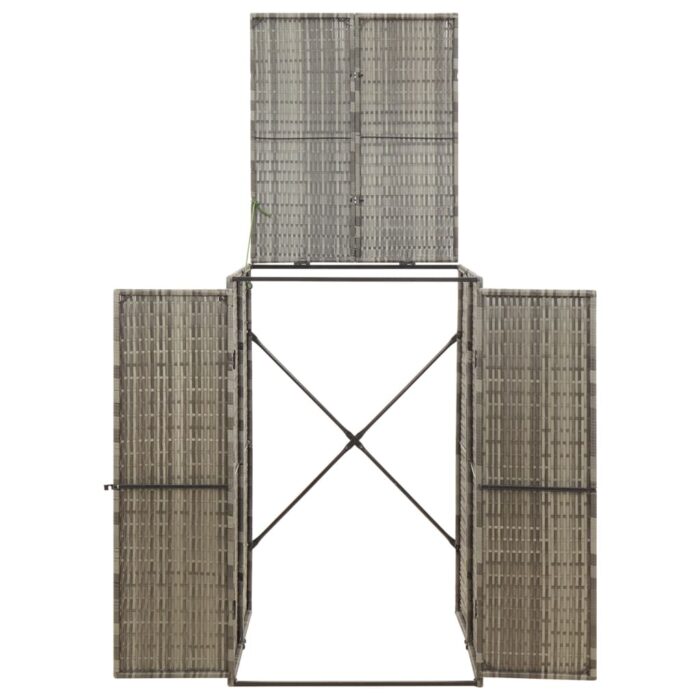 Abri pour poubelle Gris 70x80x117 cm Résine tressée – Image 2