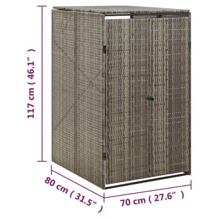 Abri pour poubelle Gris 70x80x117 cm Résine tressée – Image 6