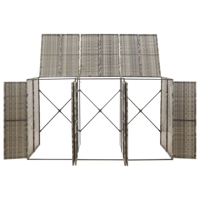 Abri pour poubelle triple Gris 207x80x117 cm Résine tressée – Image 2