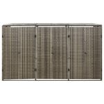 Abri pour poubelle triple Gris 207x80x117 cm Résine tressée – Image 3