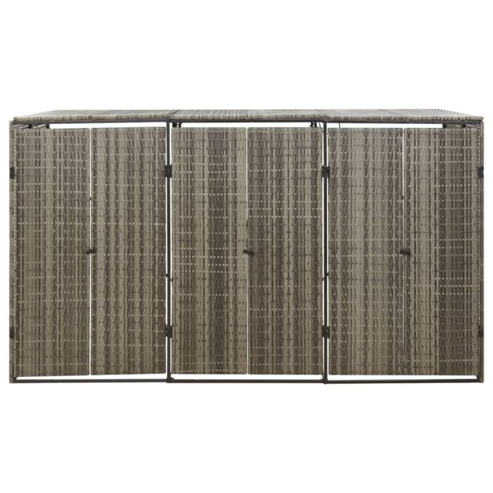 Abri pour poubelle triple Gris 207x80x117 cm Résine tressée – Image 3