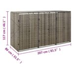 Abri pour poubelle triple Gris 207x80x117 cm Résine tressée – Image 6