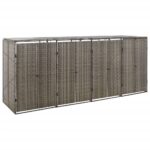 Abri pour poubelle quadruple Gris 274x80x117 cm Résine tressée