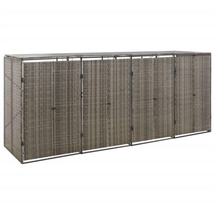 Abri pour poubelle quadruple Gris 274x80x117 cm Résine tressée