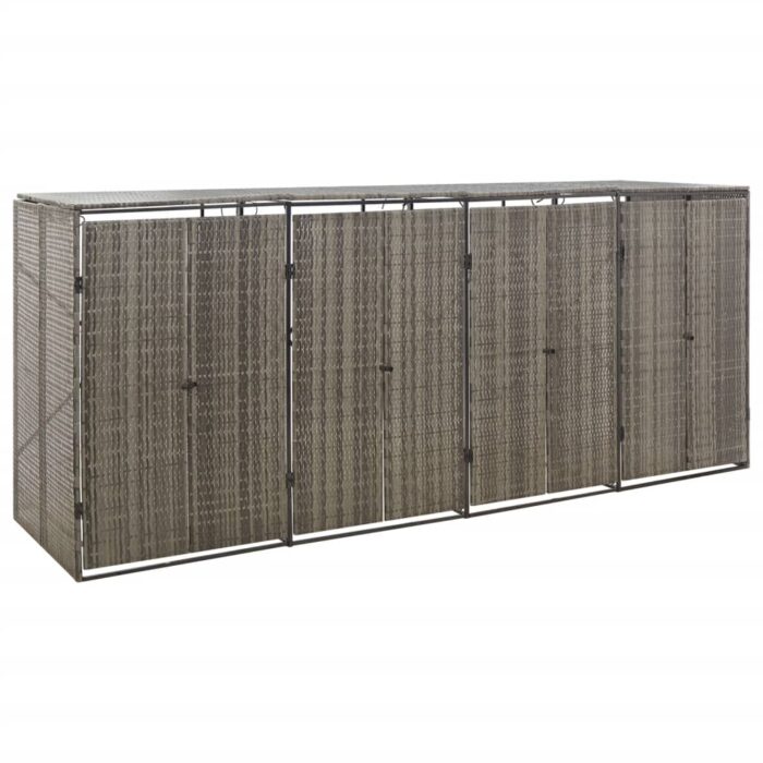 VXL8720845670283_a_en_hd_1.jpg Abri pour poubelle quadruple Gris 274x80x117 cm Résine tressée – Image 1